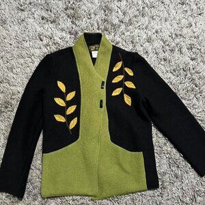 Virgin Wool Boho Button Sweater Size S